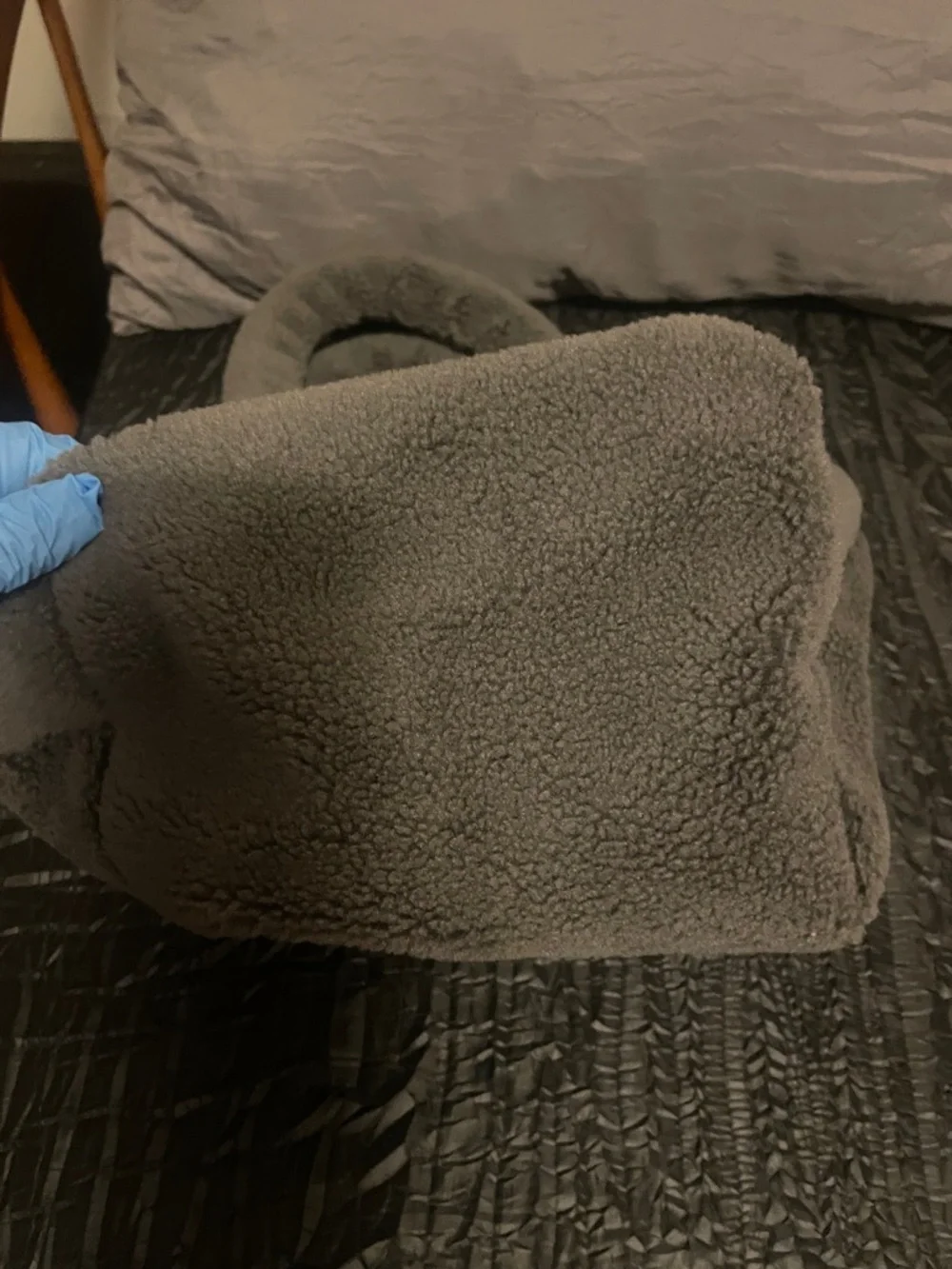 Prada Gray Sherpa Tote with White Logo - Picture 5 of 17